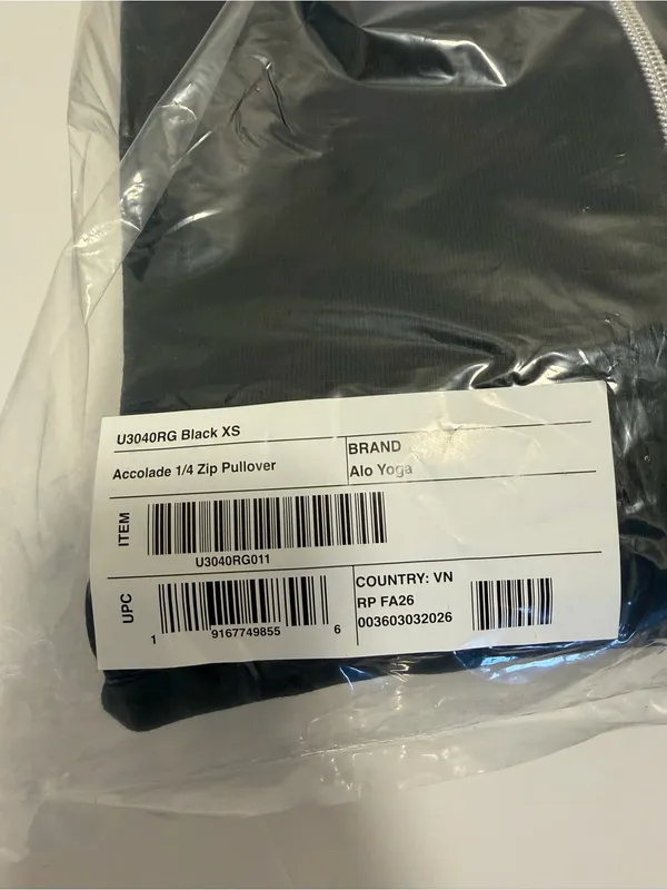 ALO Yoga NWT Accolade 1/4 Zip Pullover Black Size XS - Image 8