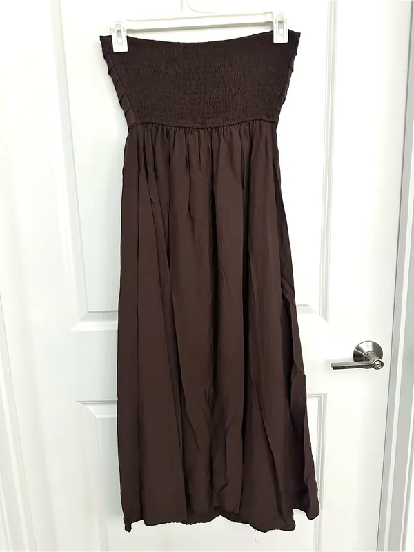 Alter’d Stare Strapless Brown Midi Dress Medium - Image 2