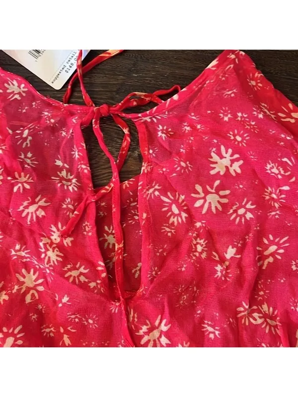 Free People Wallflower Midi Dress Raspberry Pink Floral Tiered Small‎ NWT - Image 11
