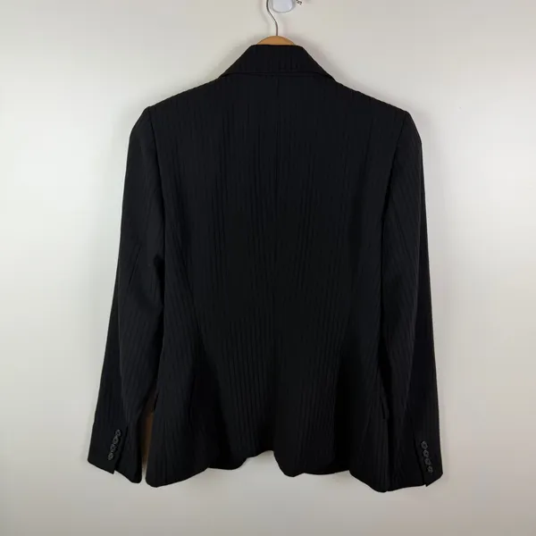 Tahari Black Pinstripe Suit Jacket Blazer Small Business Office Career Classic‎ - Image 3