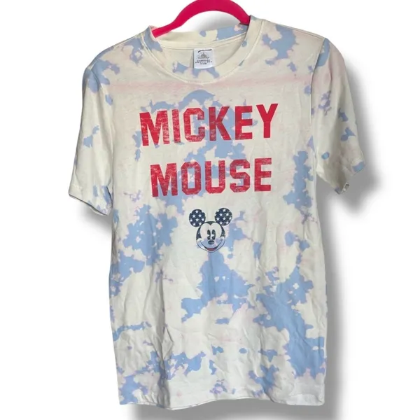 Disney Parks Vintage‎ Look Mickey Mouse Tie Dye Red White Blue Tee NEW XS - Image 2
