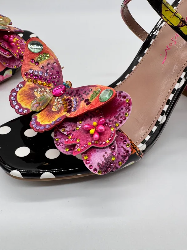 Betsey Johnson Camile Sandals 3D Butterfly Floral Ankle Strap Polka Dot Heel 5.5 - Image 18
