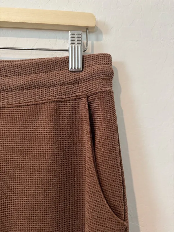 American Tall Waffle Knit Wide Leg Pants Size Medium Extra Tall Brown Lounge - Image 5