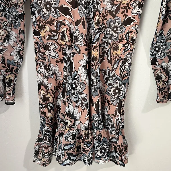 For Love & Lemons Gracie Floral Dress Women's‎ Small Long Sleeve Ruffle V-Neck - Image 5
