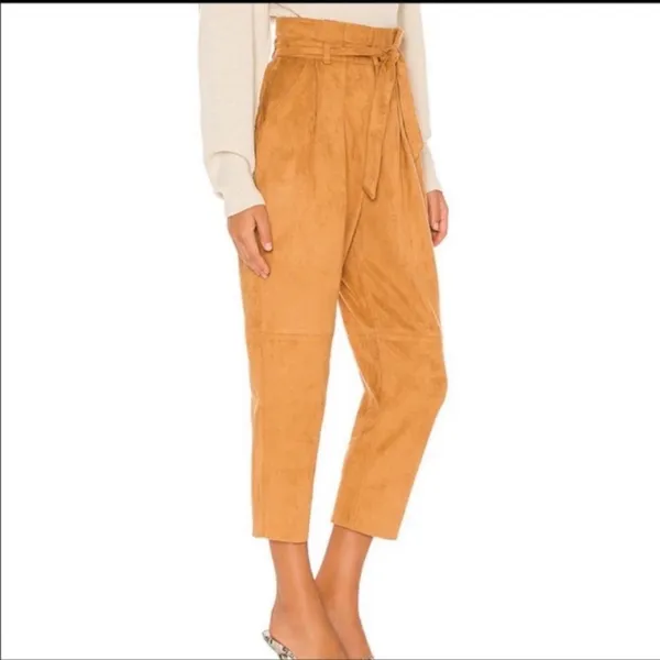 Free People NWT Nightfall Vegan Suede Paperbag Waist Cropped Pants Size 2 - Image 5