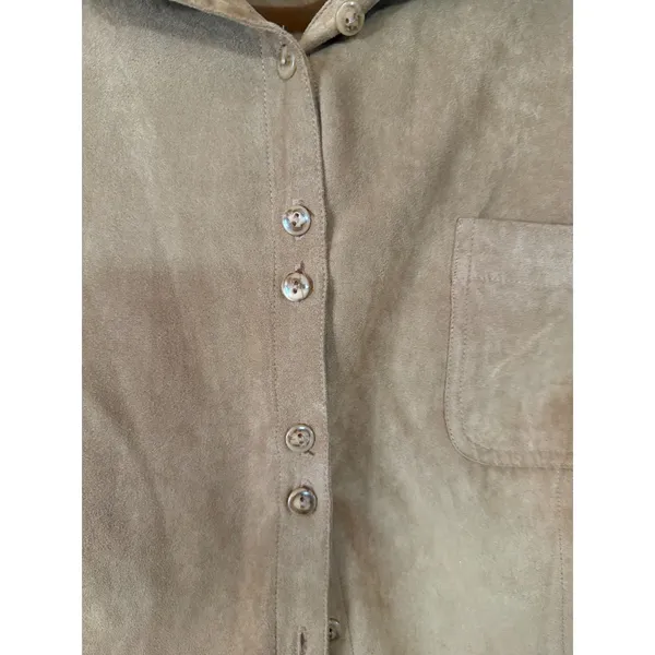 Vintage 90s Faux Suede Shacket Womens XL Tan Western Cabincore Boho Country Y2K - Image 7