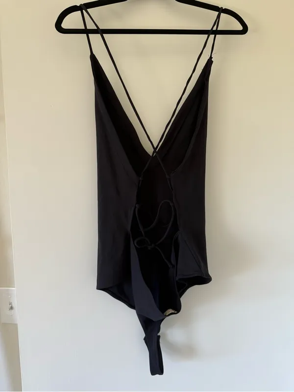free people Black V-Neck Spaghetti Strap Bodysuit - Image 2
