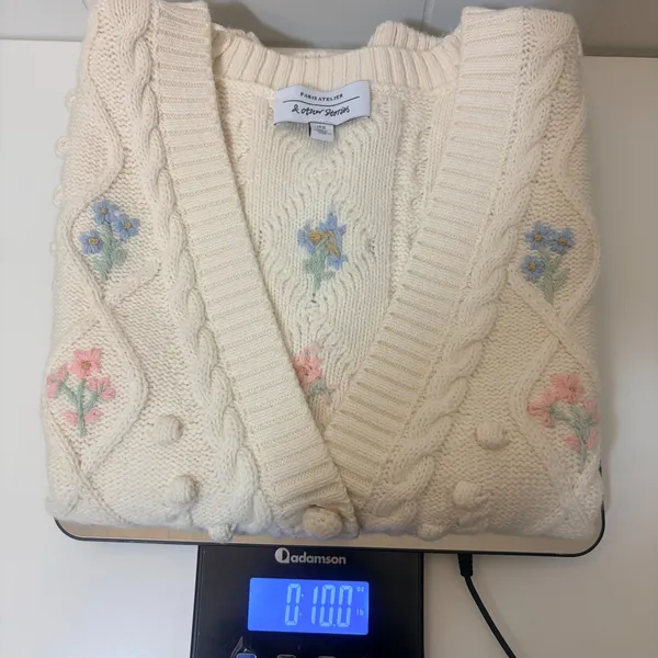 Paris Atelier & Other Stories Cream Floral Embroidered Cable Knit Vest M Preppy - Image 9