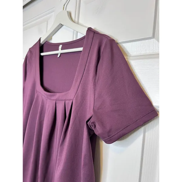 Halara Pleated Square Neck Top M Plum - Image 2