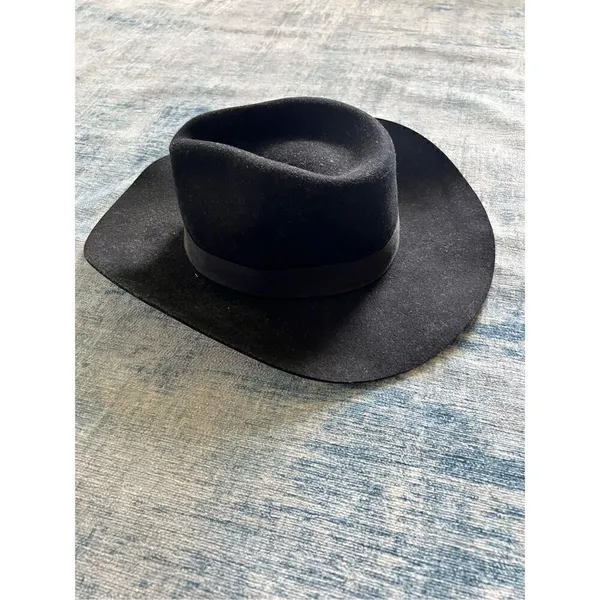 Black 100% Wool Felt Cowboy Rancher Hat - Image 5