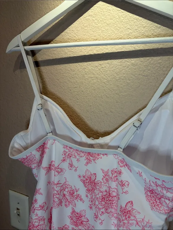 New No Boundaries Women’s Pink Toile Floral One Piece Swimsuit Large 12-14 NWOT - Image 8