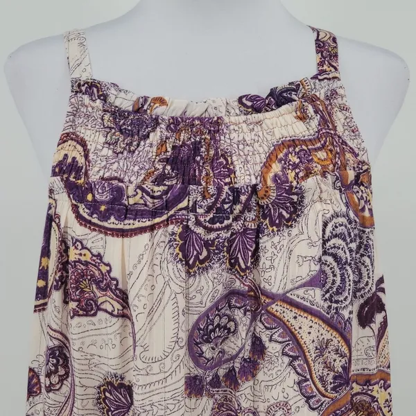 Band of the Free Paisley Maxi Dress Womens Size S‎ Cream Purple Boho Beachy NWT - Image 9