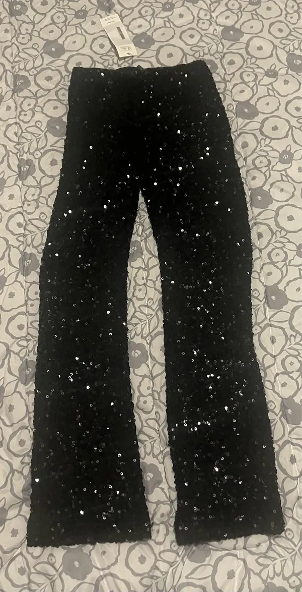 Forever 21 Black Sequin Pants Woman’s Size Small NWOT Party Wedding - Image 4