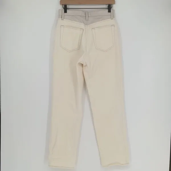Abercrombie & Fitch Women's 90s Straight Ultra High Rise Cream Faux Leather Jean - Image 10