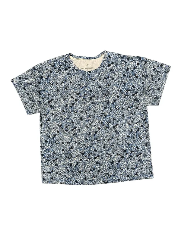 Tuckernuck Tnuck Sport Short Sleeve Floral Top Shirt Round Neck Blue Medium - Image 4
