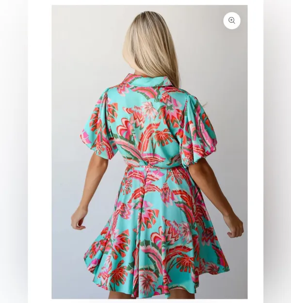 Boutique NWOT Flirty Dreamer Jade Satin Mini Dress Sz M - Image 3