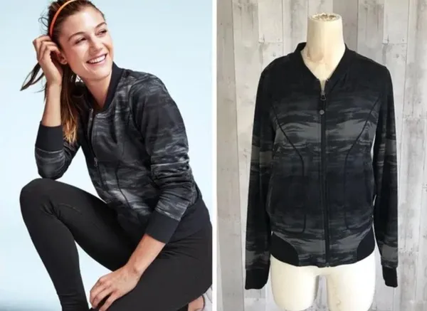 Athleta Bombastic Bomber Zip Up Jacket Small Black Small - Image 2