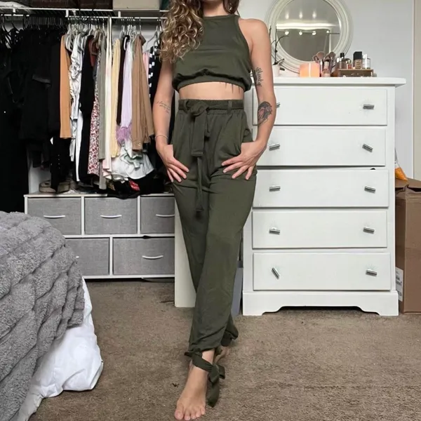 FashioNova Olive Casual Pant Set - Image 3