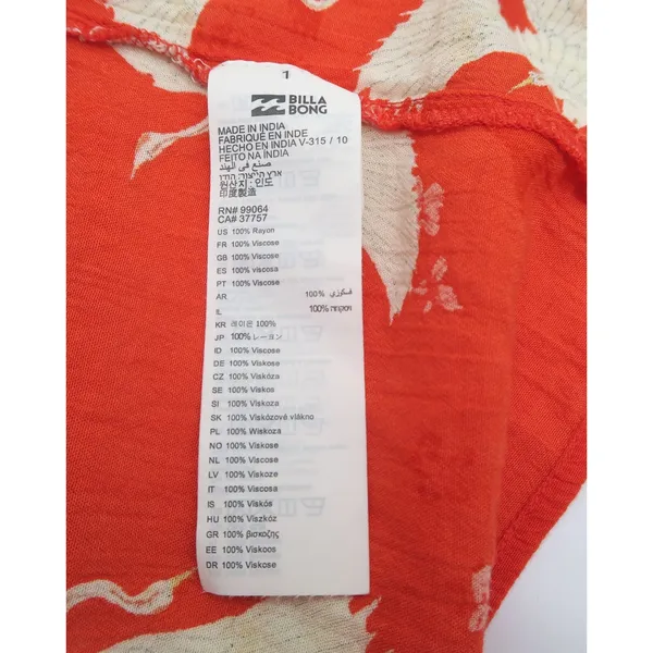 Billabong Red Crane Print Halter Mini Dress Women Medium Keyhole Neck Tie Waist‎ - Image 4