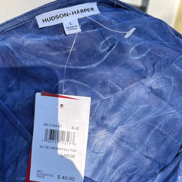 Hudson Harper 3/4 Tie Grommet Sleeve Blue Women's Top NWT - Image 7