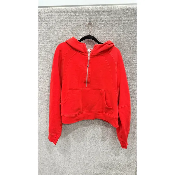 Lululemon Womens Hoodie XL/XXL Red Scuba Oversized Half-Zip Thumbholes - Image 4
