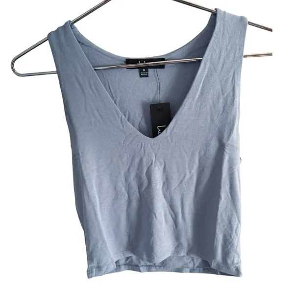 NWT Lulus Feel Like Dancing Blue Crop Top Womens Size Medium Jersey Knit Capsule - Image 3