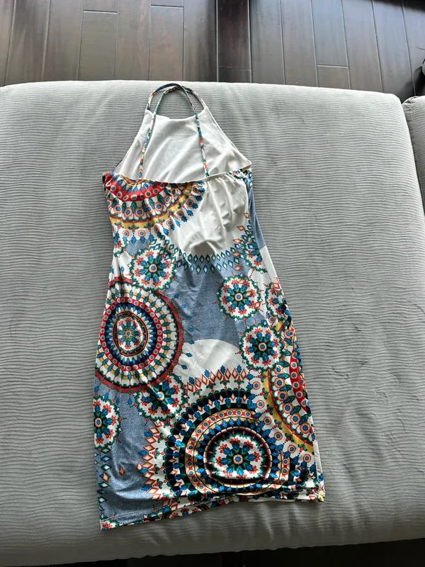 Mandala Print Halter Neck Midi Dress - Image 3