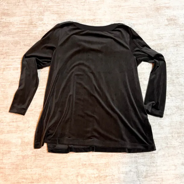 Pure Jill Womens Large Black Velvet Tunic Long Sleeve v-Neck Stretch Work Office - Image 6