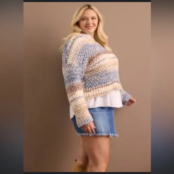 Arula Samantha Crop Ombré Loose Weave Crop Sweater NWT 1X - Image 2