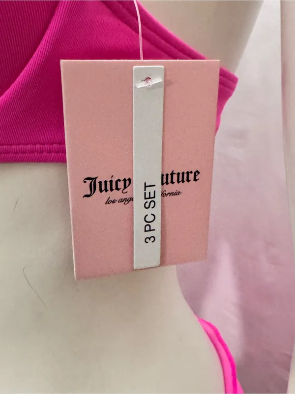Juicy Couture Hot Pink Underwire Bikini Set with Mesh Sarong Coverup Size XS - Image 8