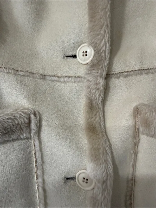 Vintage Mudd 90s Tan Faux Sued Fur Winter Teddy Coat Jacket Size M - Image 4