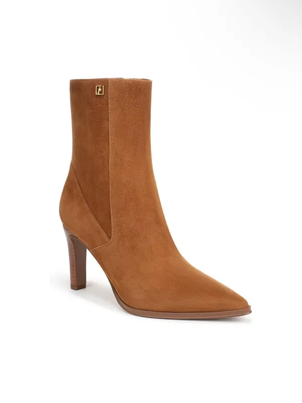 Franco Sarto "Appia" saddle Brown Suede Heeled dress Boots bootie NIB 8.5 - Image 2