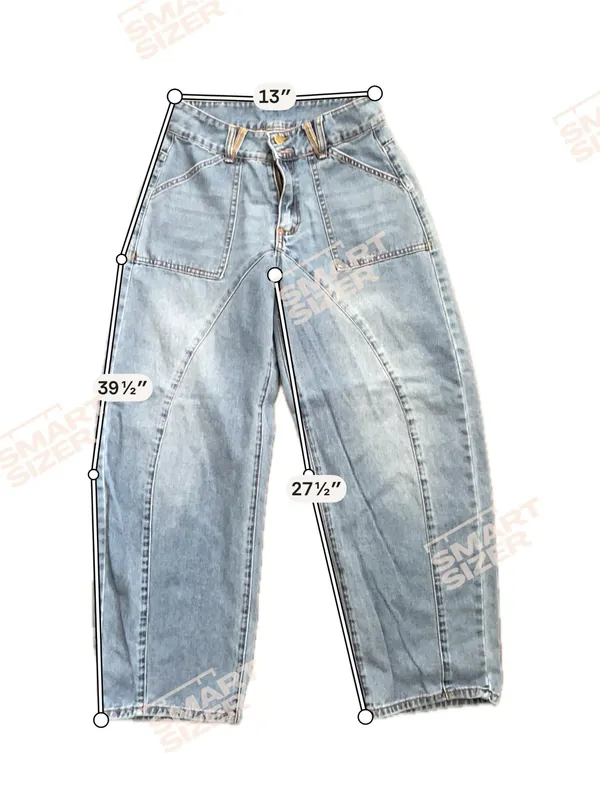 SHEIN High Rise Barrel Leg Jeans Patch Pocket Curved Seam Size 27 - Image 4