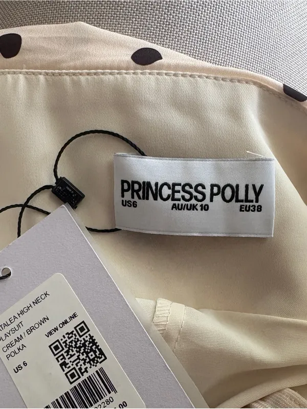 Princess Polly Cream Halter Polka Dot Mini Dress - Image 4