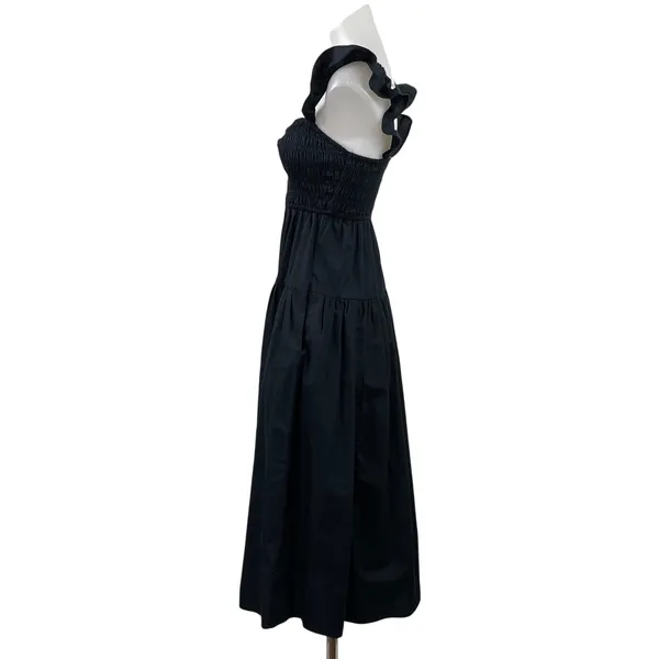 Abercrombie & Fitch Black Ruffle Sweetheart Tiered A Line Midi Dress Size XXSP - Image 2