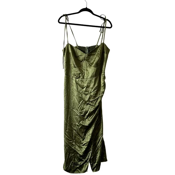 reformation Marguerite Silk Dress leaf green size 14 UB - Image 5