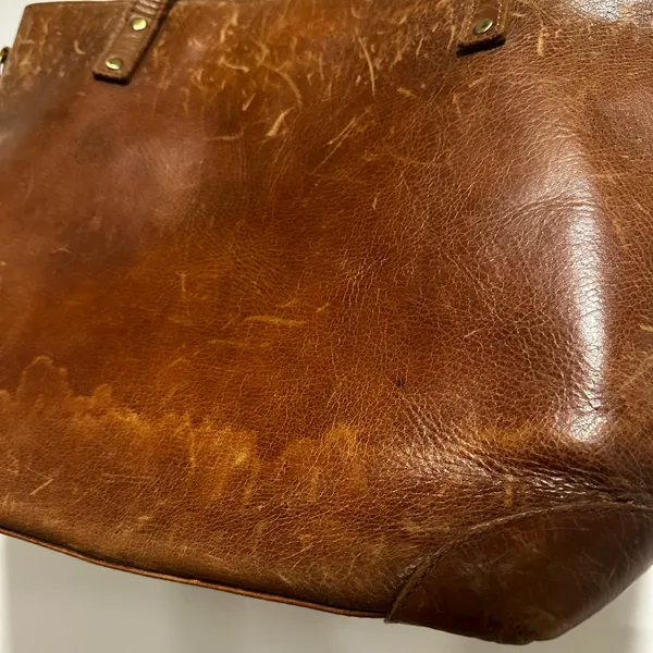 Brown faux Leather Shoulder Bag Executive Tote handbag computer bag Full Zip Top - Image 10