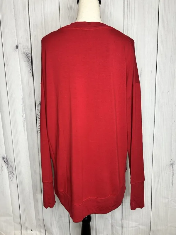 Athleta Coaster Luxe Sweatshirt Red Tencel Modal Pullover Sz L High Low Hem - Image 8