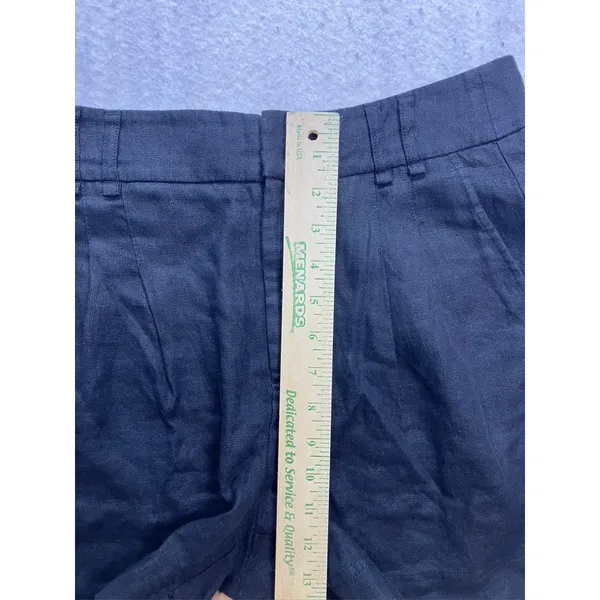 Free‎ People Shorts Women 2 Black 100% Linen High Waisted Pleated Front - Image 5
