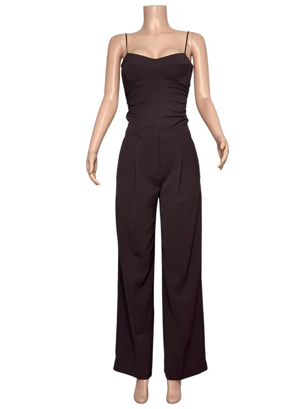 KOOKAÏ Opal Adjustable Wide-Leg Pants, Mahogany, FR34/US2 - Image 3