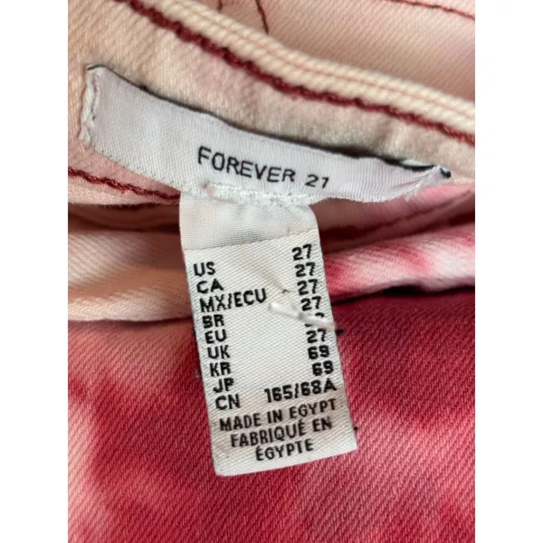 Forever 21 Pink Tie Dye Flare Jeans High Waisted Bell Bottoms Size 27 - Image 3