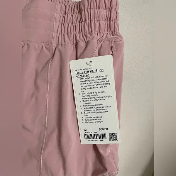 Lululemon NWT Hotty Hot High Rise Lined 4”Shorts Pink Haze Size 12 - Image 9