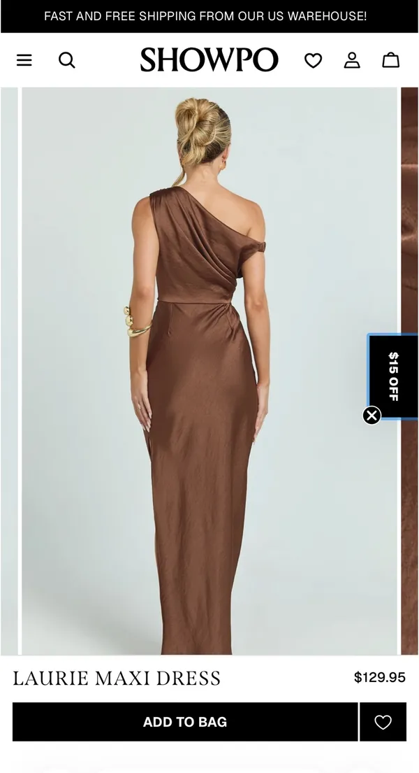 Showpo brown satin maxi dress - Image 4