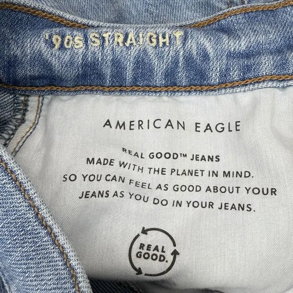 American Eagle 90s Straight Jeans | Size‎ 4 | Ripped Distressed Baggy Denim - Image 7