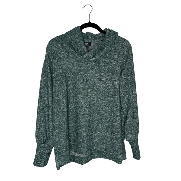 Maeve Cowl Neck Sweater‎ Womens Medium Green Excellent Marled Balloon Sleeve - Image 2