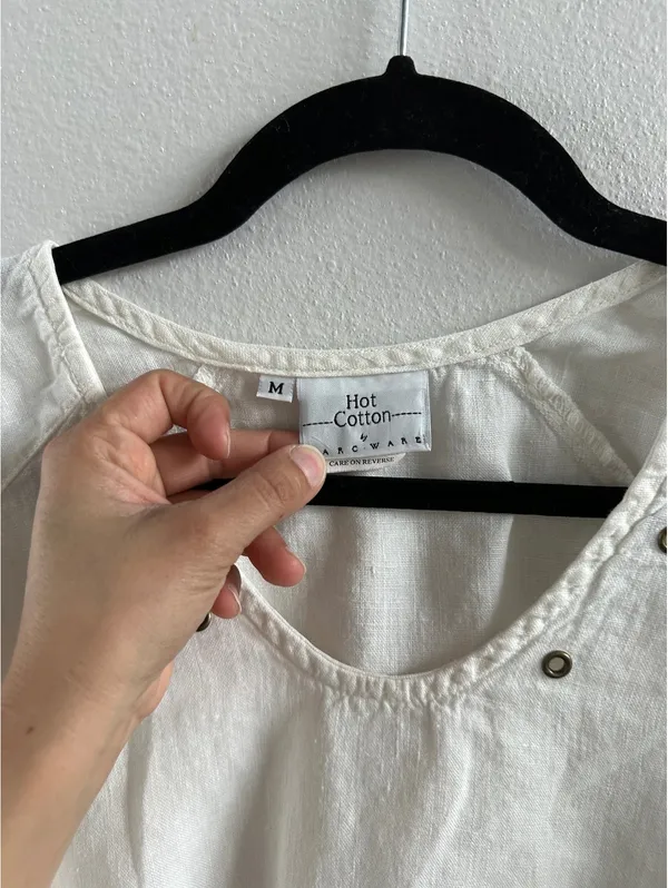 Hot Cotton Women's White Blouse Linen - Image 4