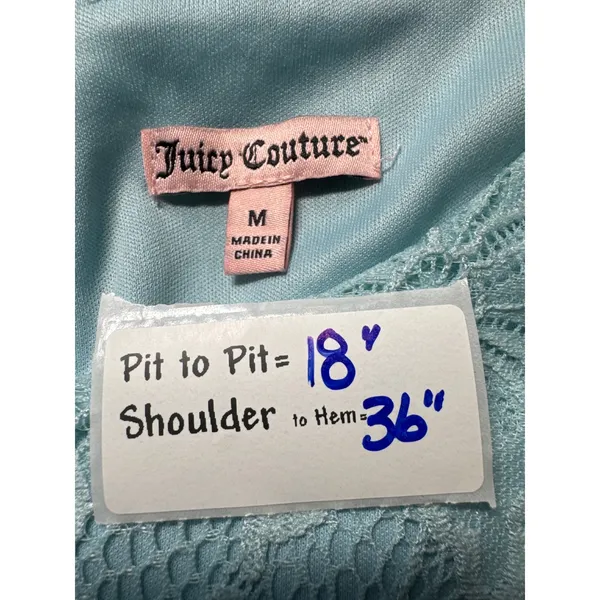 Juicy‎ Couture Blue Floral Lace Shift Dress Short Sleeve Aqua RN123475 Size Med - Image 3