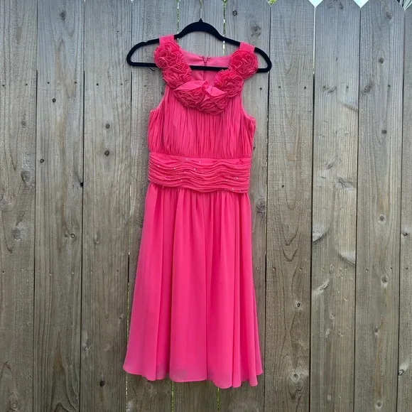 JS Boutique Barbie pink formal dress ruffle size 4 rhinestone‎ prom dance - Image 3