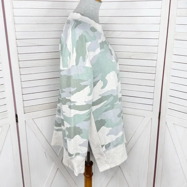 Aerie Good Vibes Dessert Sage Camo Oversized Split Side Sweatshirt Small - Image 3