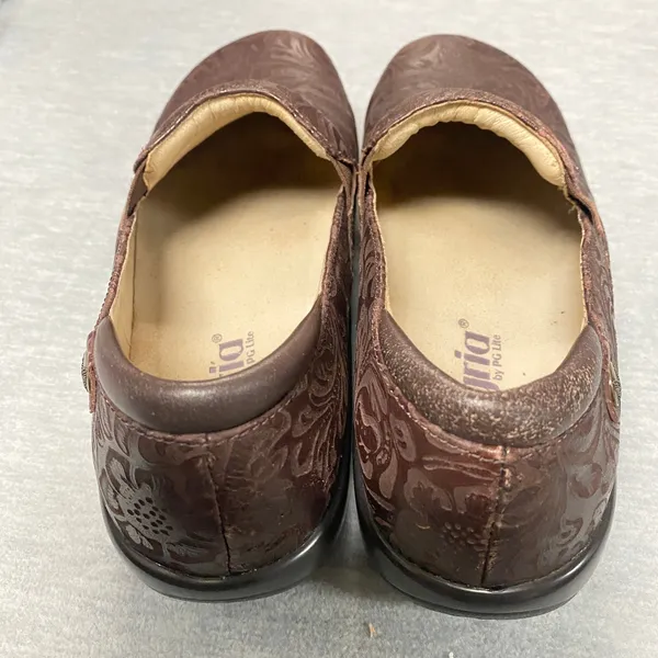 Alegria PG Lite KEL 433 Sz 40 Brown Embossed Leather Clogs Comfort Slip On Shoes - Image 4